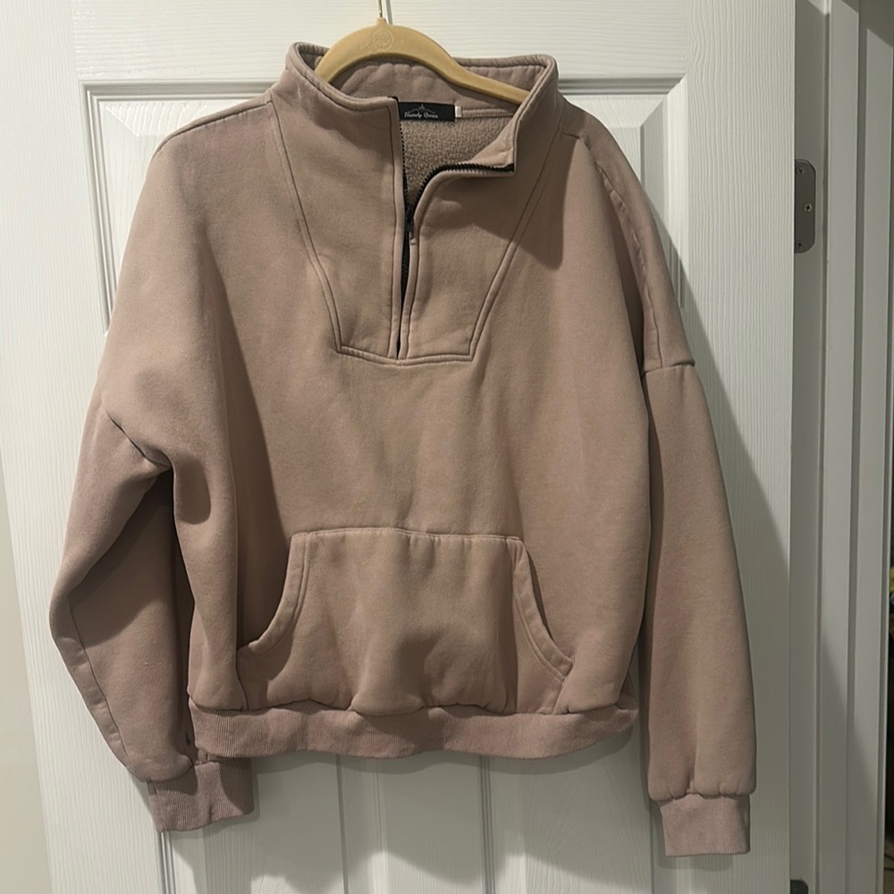 Beige Quarter-Zip Sweater